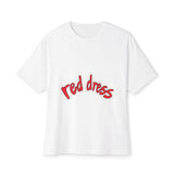 Red Dress Aesthetic Unisex Oversized Boxy Tee - snazzymerch