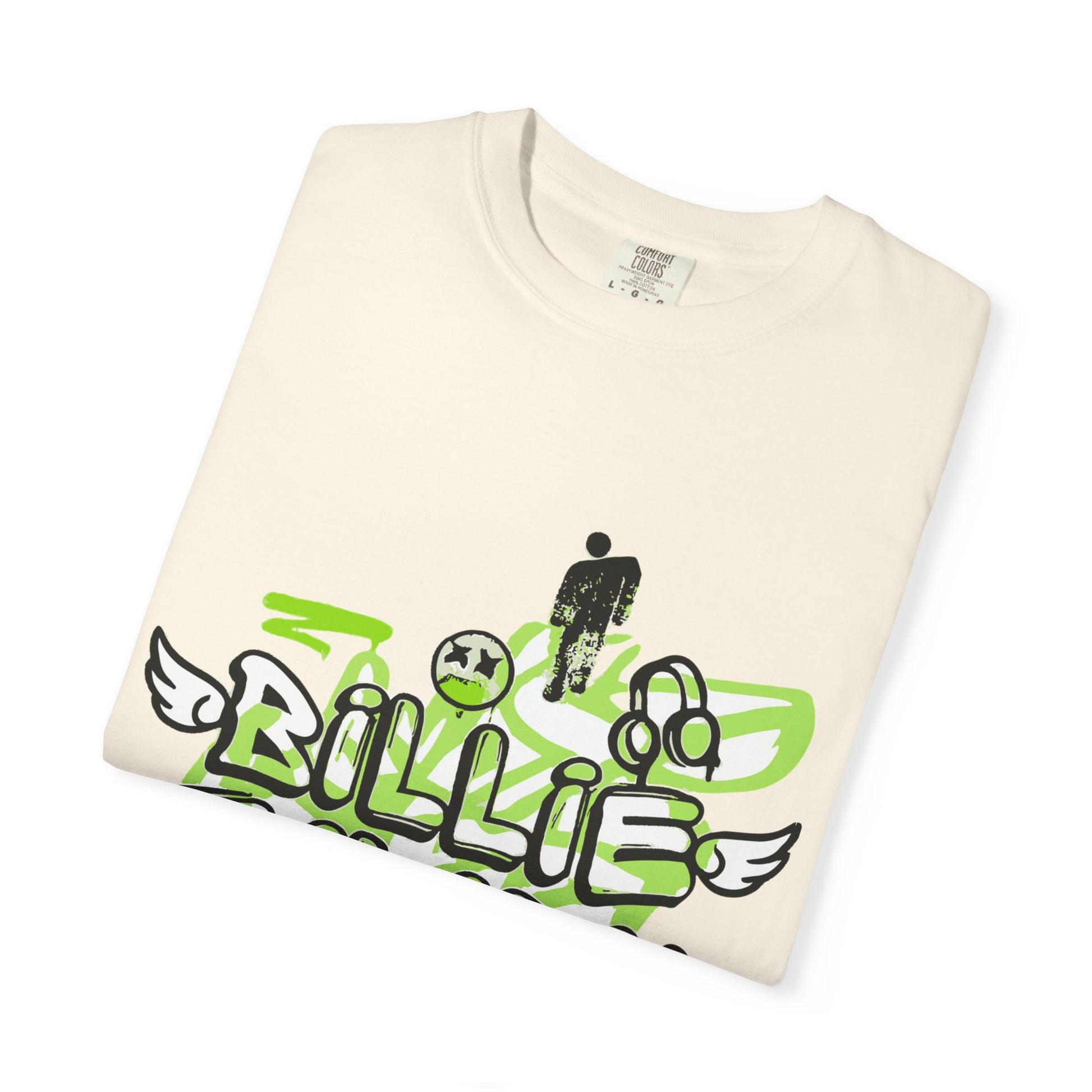 Billie Eilish Inspired Dyed T-shirt – Grunge Angel Graffiti Edition Printify