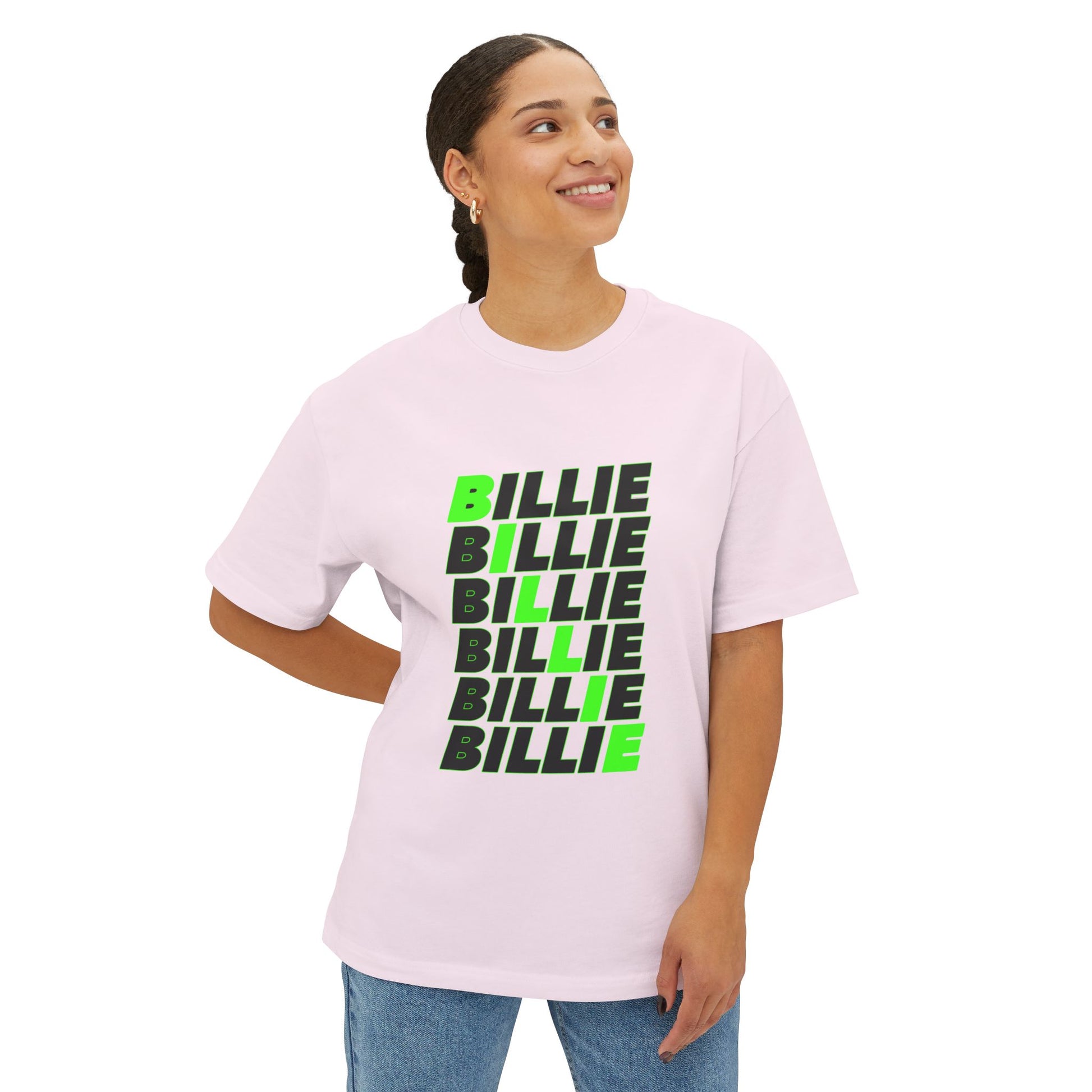 Billie Eilish Inspired Oversized T-Shirt – Minimal Block Statement Edition Printify