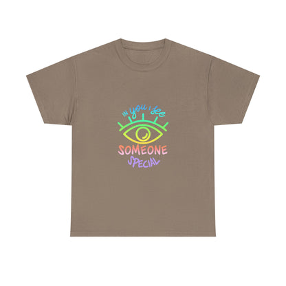Vibrant Eye and Text Unisex Cotton Tee Printify