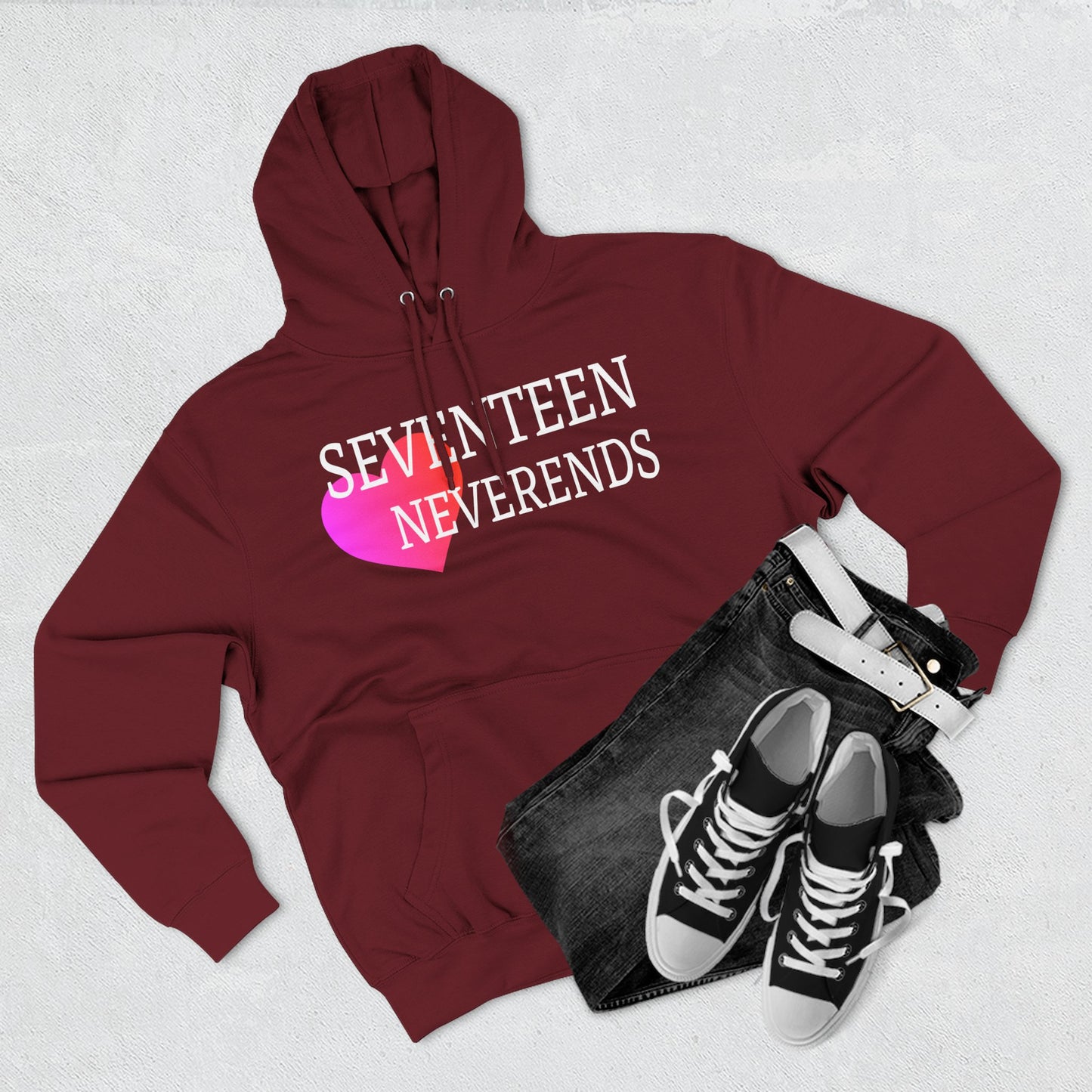 Never Ends Heart Three-Panel Fleece Hoodie - snazzymerch