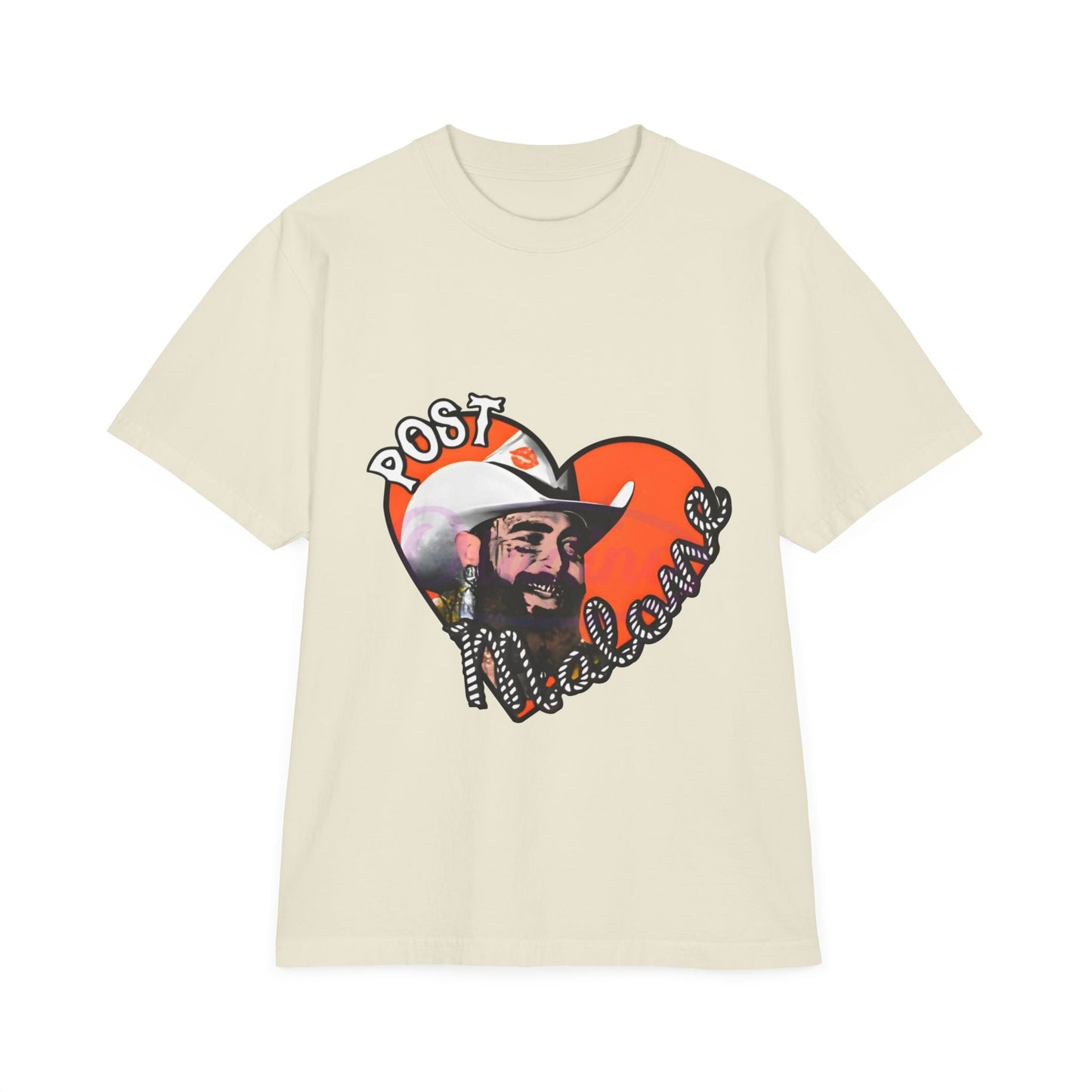 Unisex Garment-Dyed Drop-Shoulder T-Shirt – Post Malone Heart Design Printify