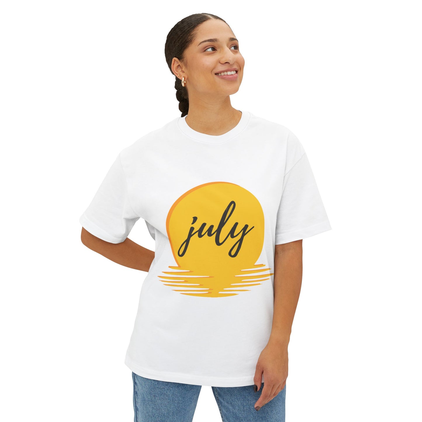 July Sun Graphic Unisex Oversized Boxy Tee - snazzymerch