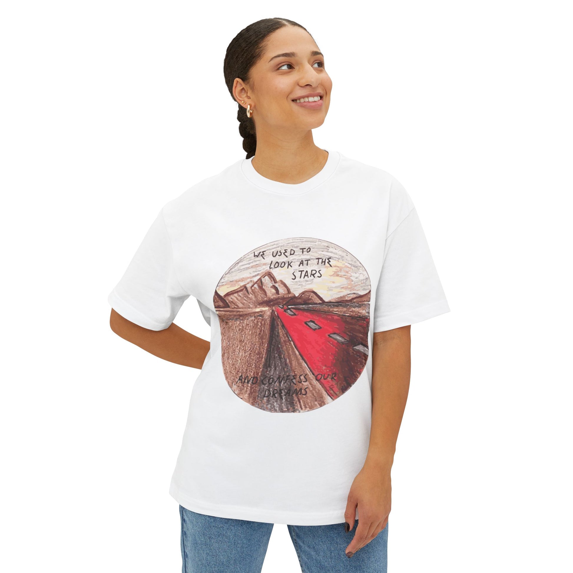 Hand-Drawn Desert Unisex Oversized Boxy Tee - snazzymerch