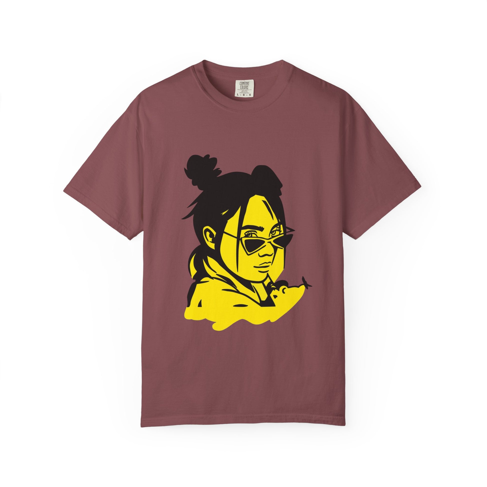 Billie Eilish Inspired Dyed T-shirt – Neon Mood Portrait Edition Printify