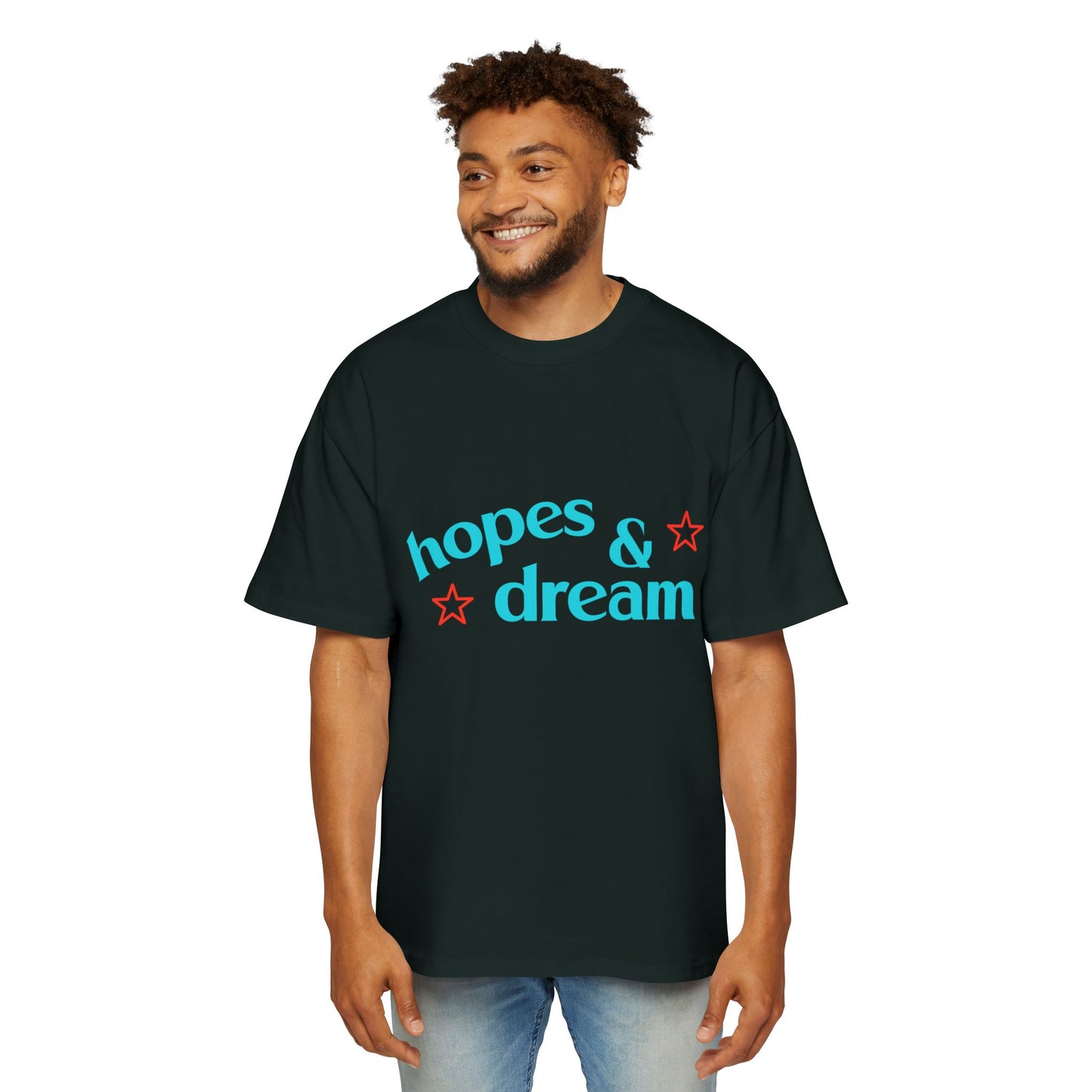 Hopes & Dreams Star Men's Heavy Oversized Tee - snazzymerch