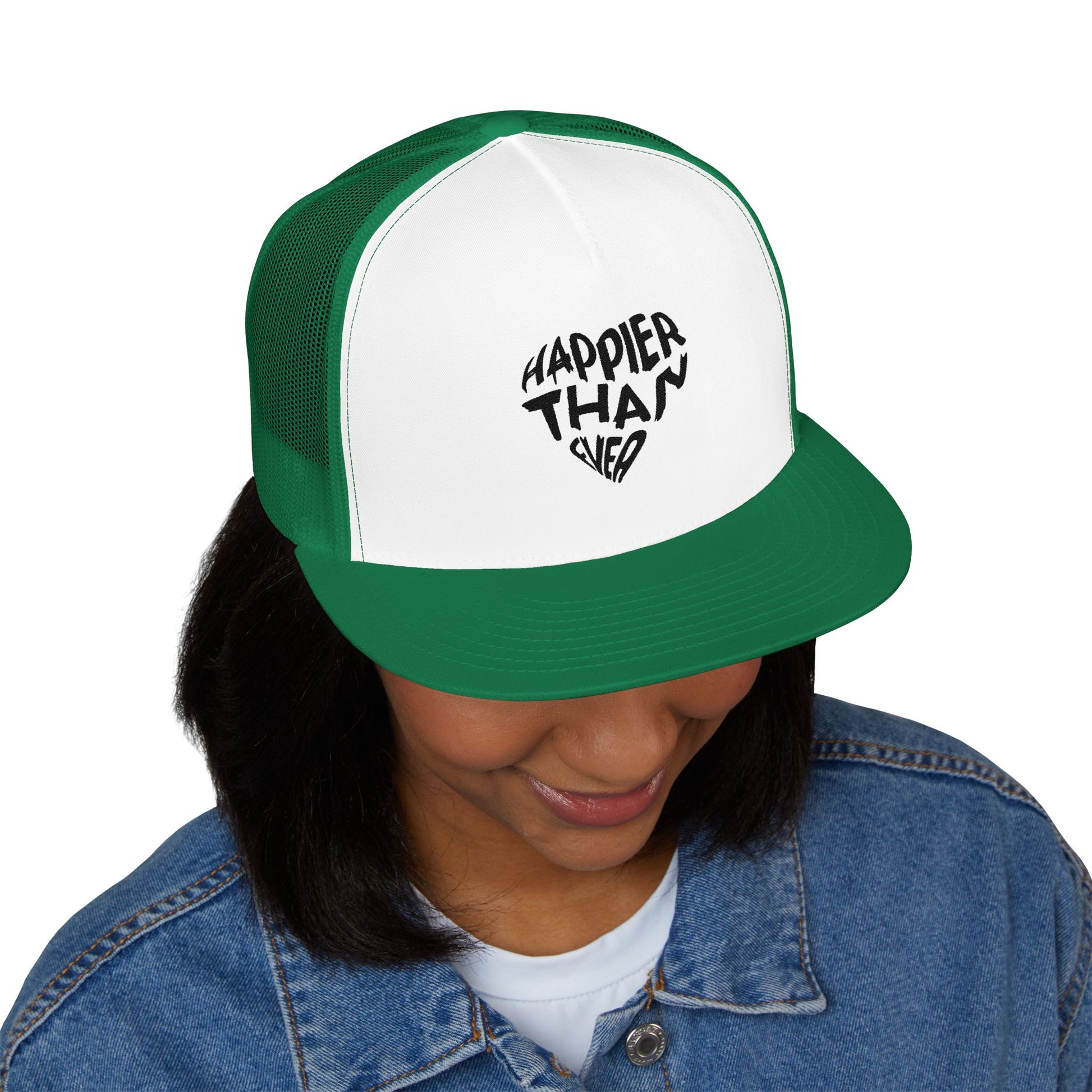 Billie Eilish Inspired Trucker Cap – Happier Heart Lettering Edition Printify