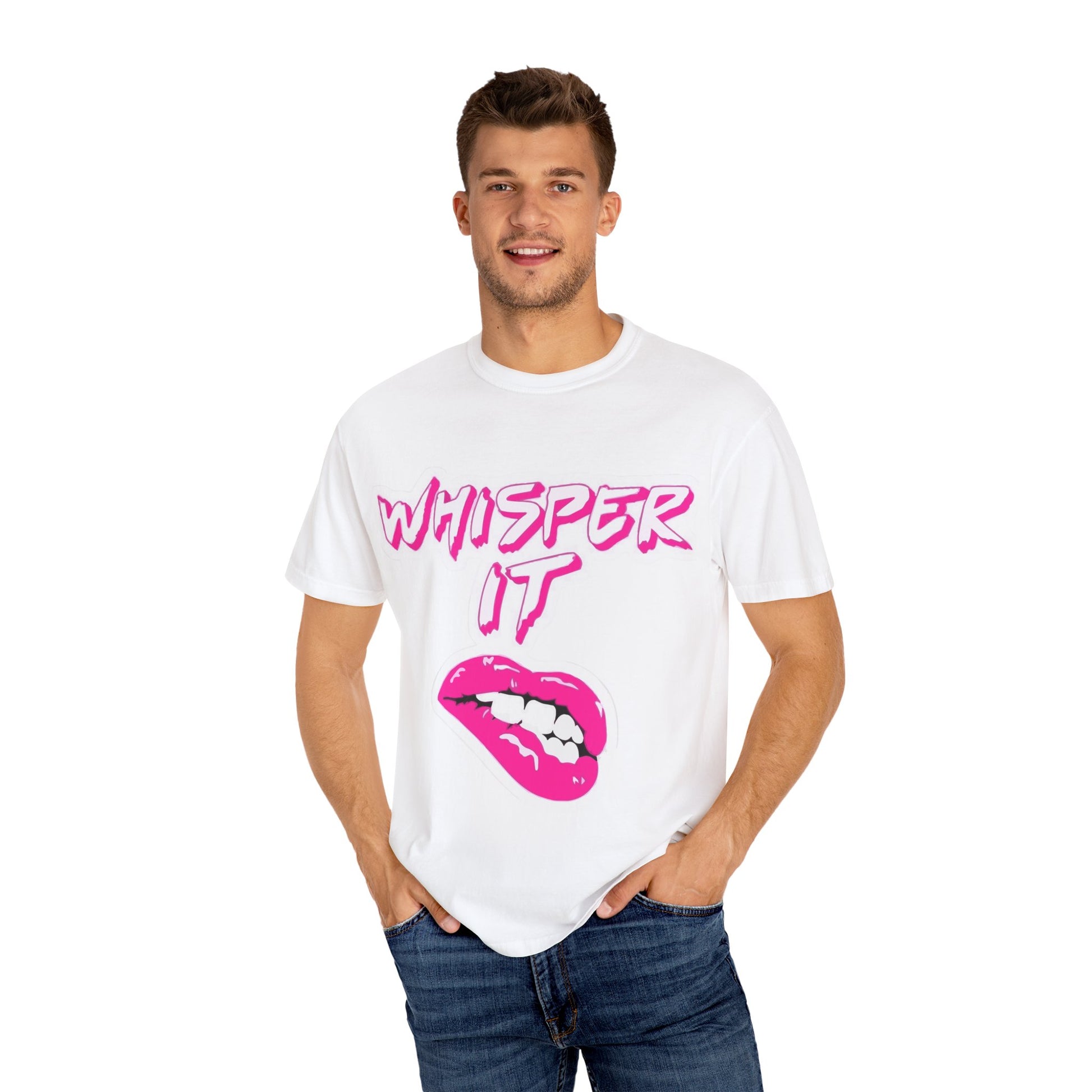 Whisper Lips Unisex Garment-Dyed T-shirt - snazzymerch