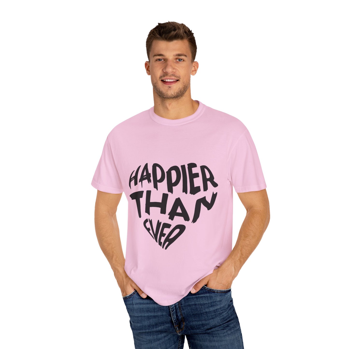 Billie Eilish Inspired Dyed T-shirt – Happier Heart Lettering Edition Printify