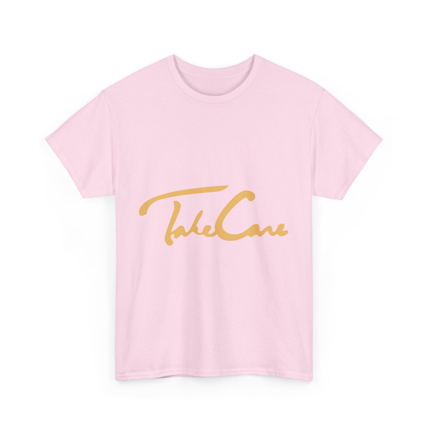Take Care Gold Script Heavy Cotton Tee Printify