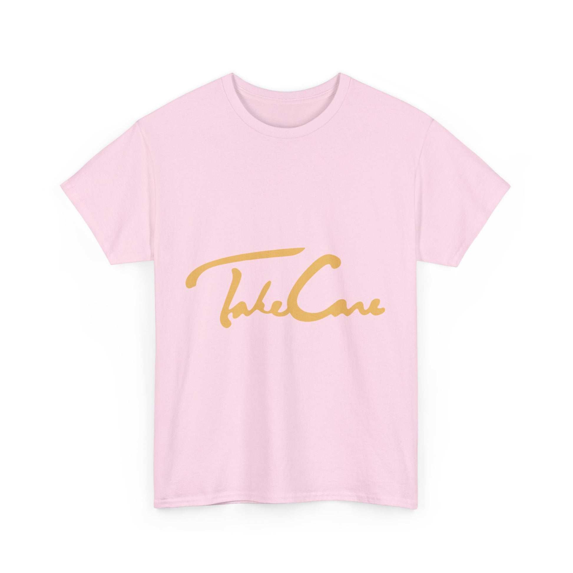 Take Care Gold Script Heavy Cotton Tee Printify