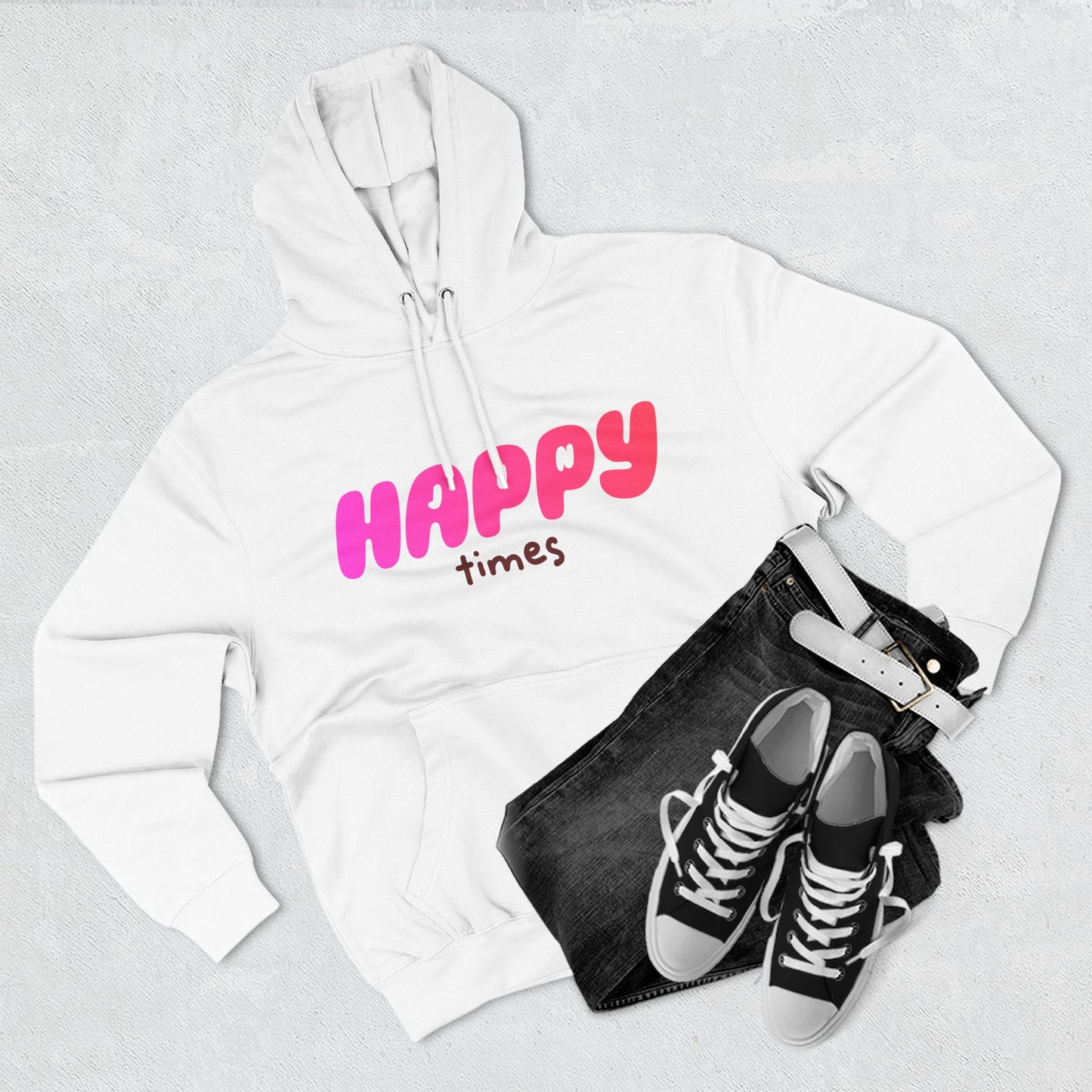Happy Times Gradient Three-Panel Fleece Hoodie - snazzymerch