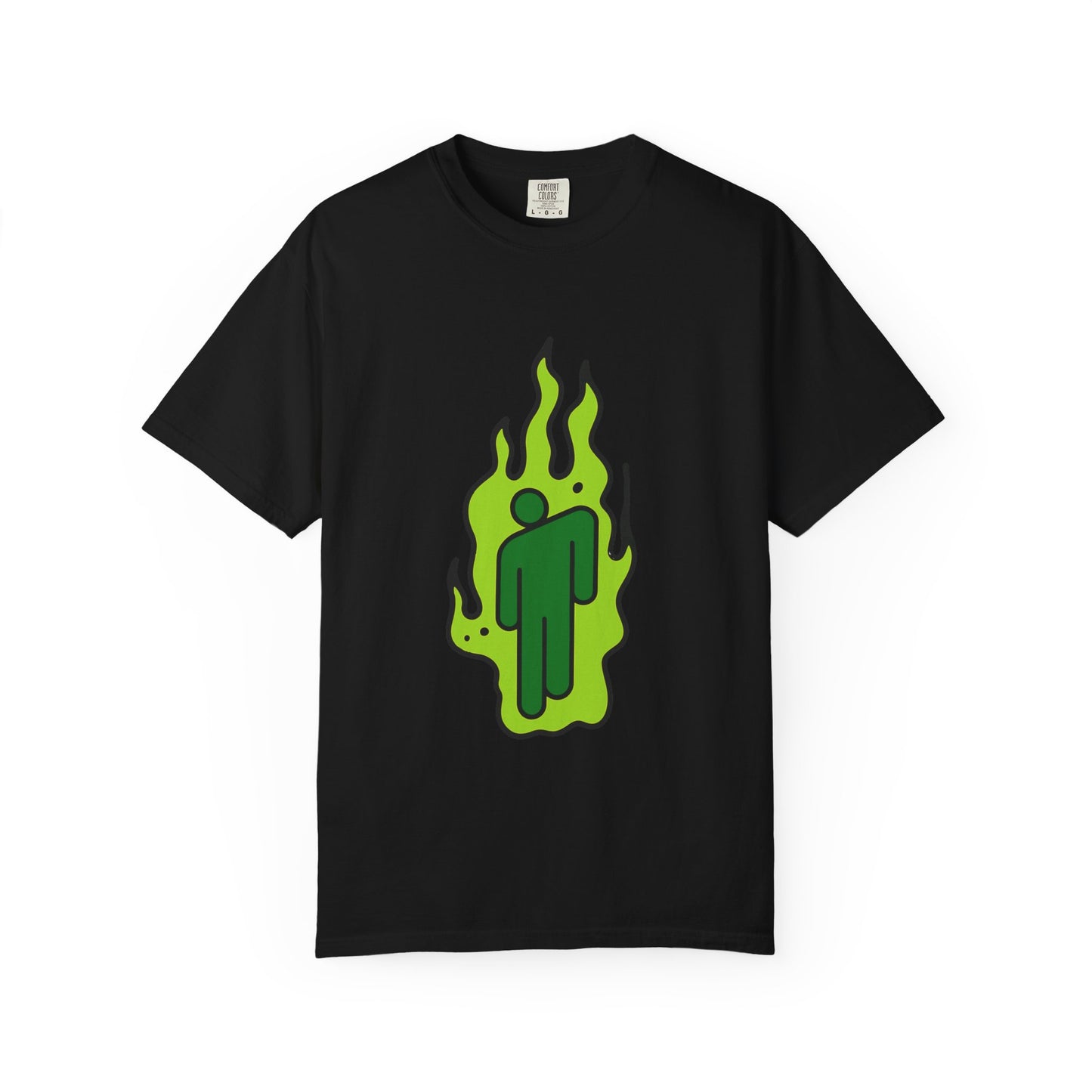Billie Eilish Inspired Dyed T-shirt – Green Flame Icon Edition Printify