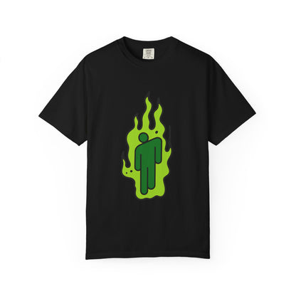 Billie Eilish Inspired Dyed T-shirt – Green Flame Icon Edition Printify