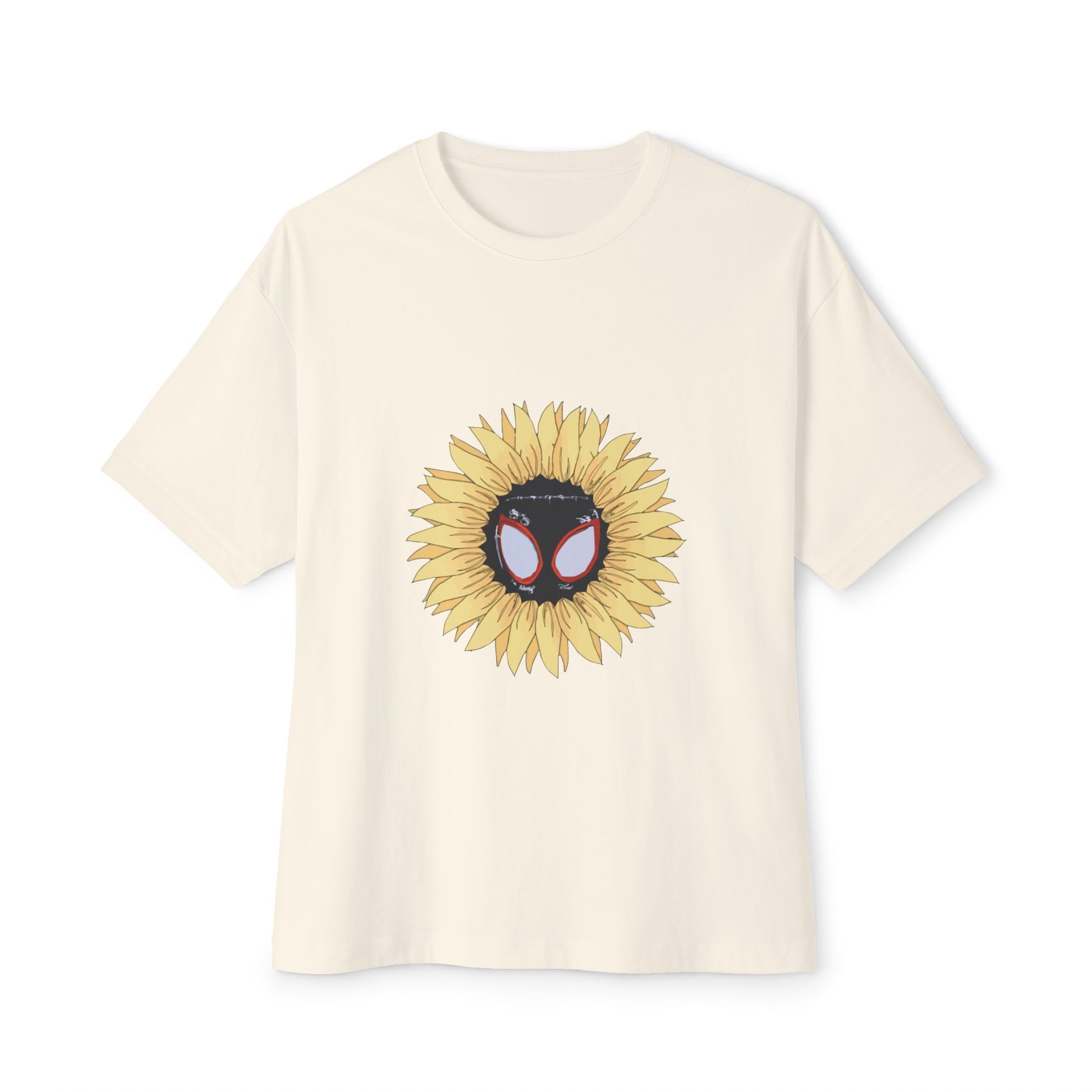 Sunflower Mask Illustration Unisex Oversized Boxy Tee Printify