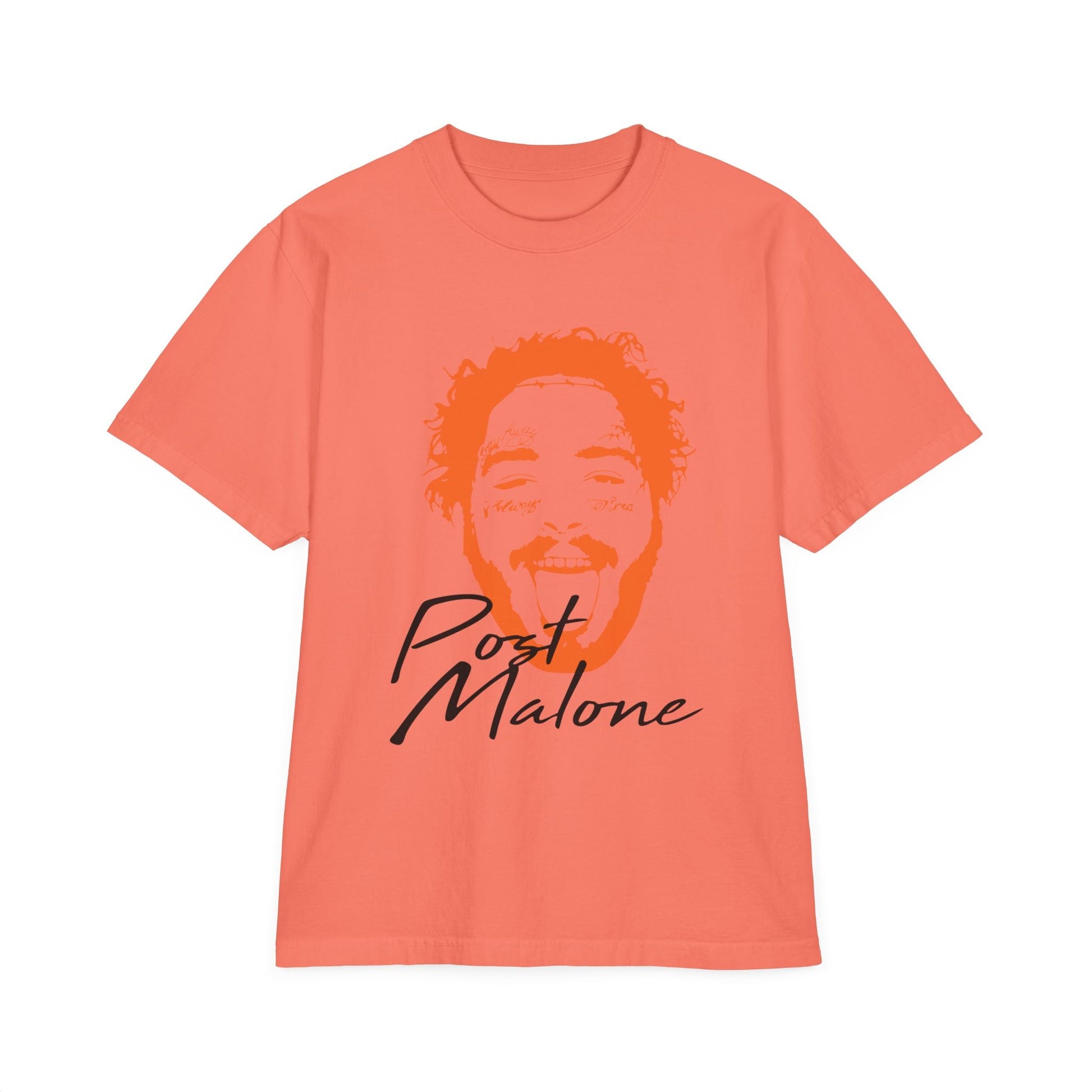Unisex Garment-Dyed Drop-Shoulder T-Shirt – Post Malone Name Design with Picture Printify
