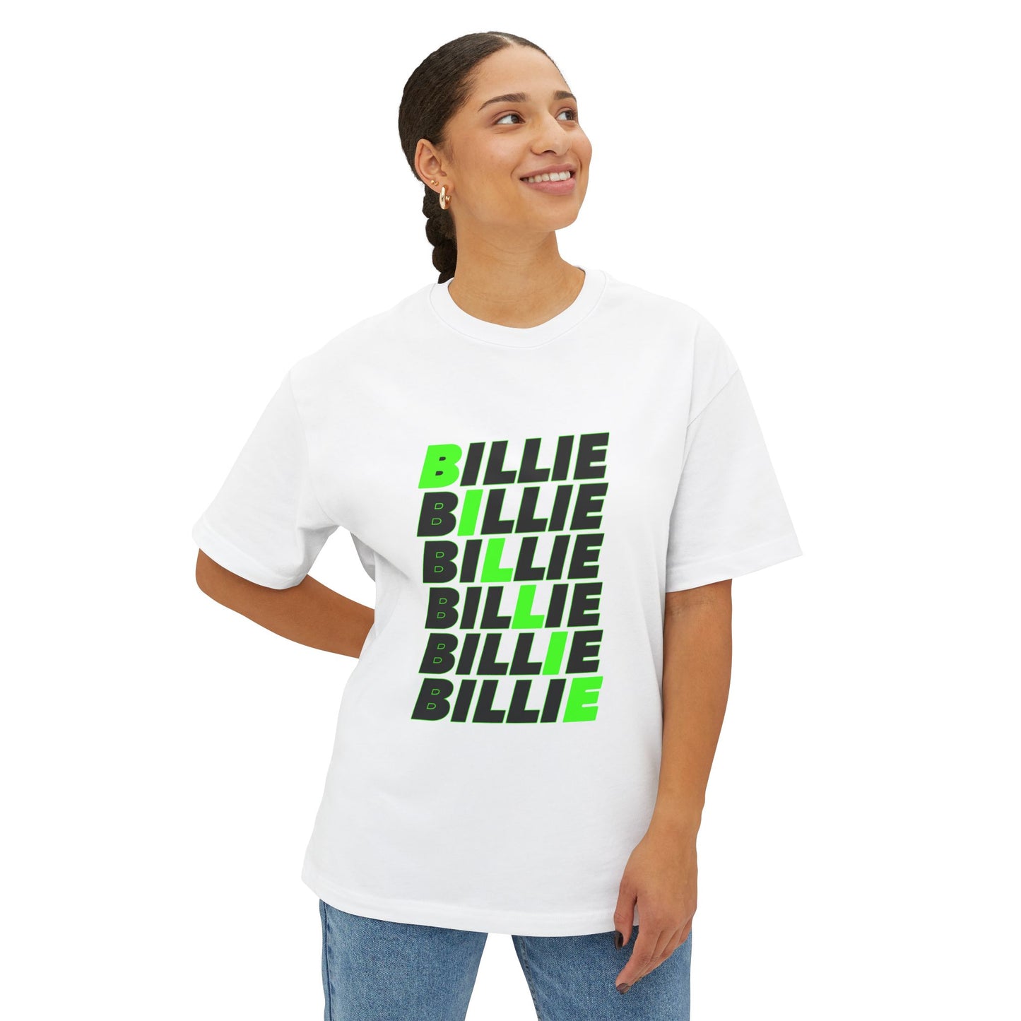 Billie Eilish Inspired Oversized T-Shirt – Minimal Block Statement Edition Printify