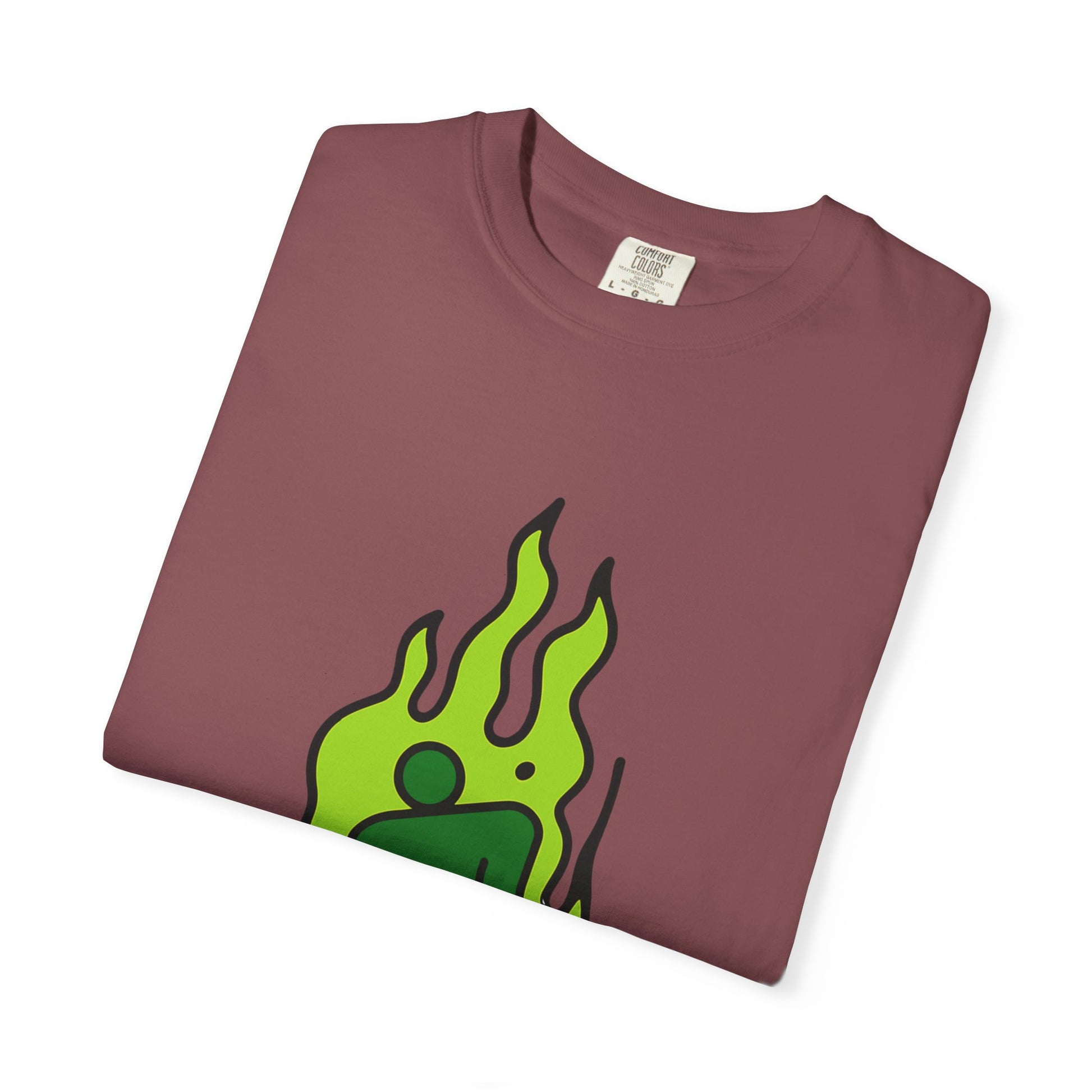 Billie Eilish Inspired Dyed T-shirt – Green Flame Icon Edition Printify