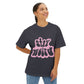 Retro Pink “Stay Weird” Typography Unisex Oversized Boxy Tee - snazzymerch