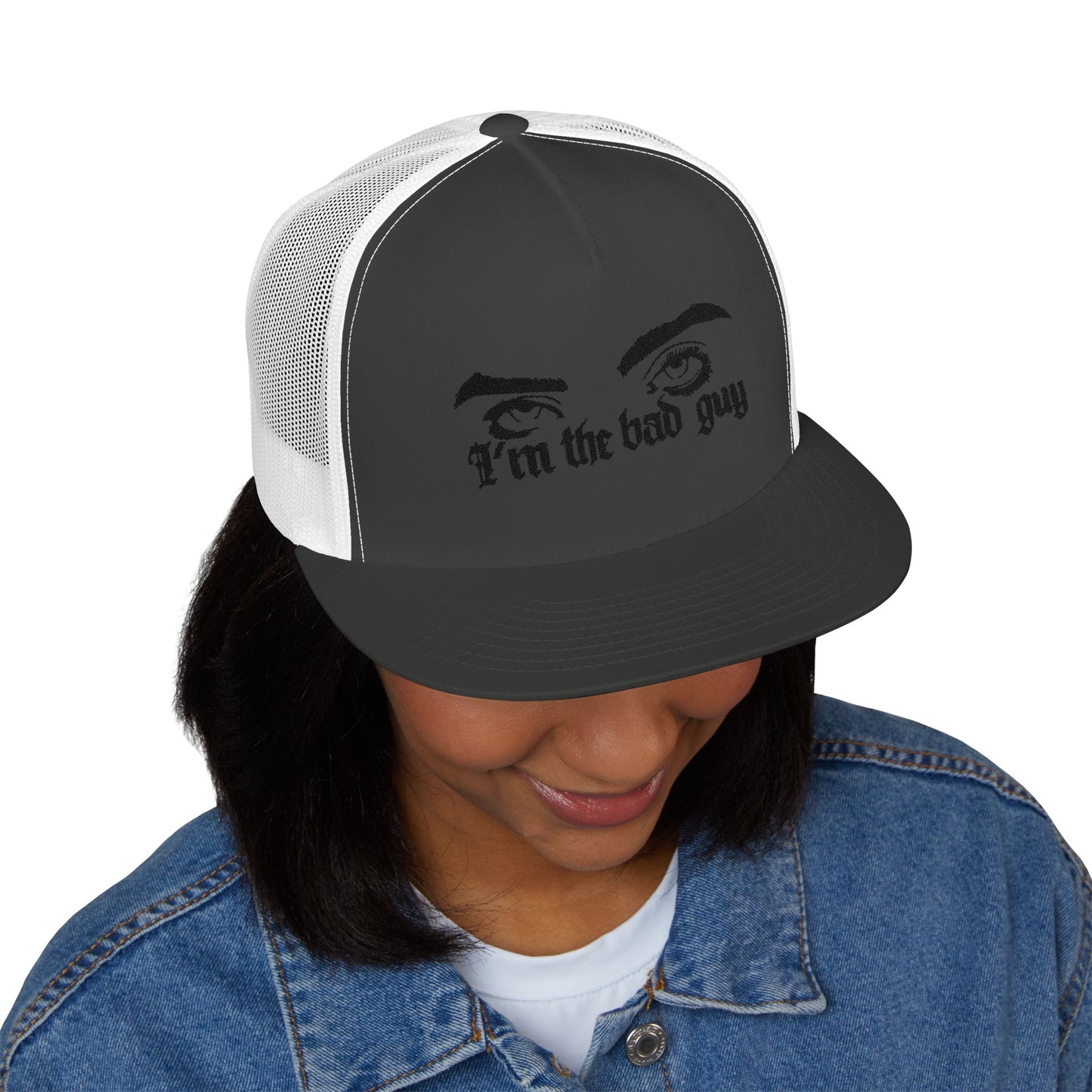 Billie Eilish Inspired Trucker Cap – Eyes & Shadows Gothic Edition Printify