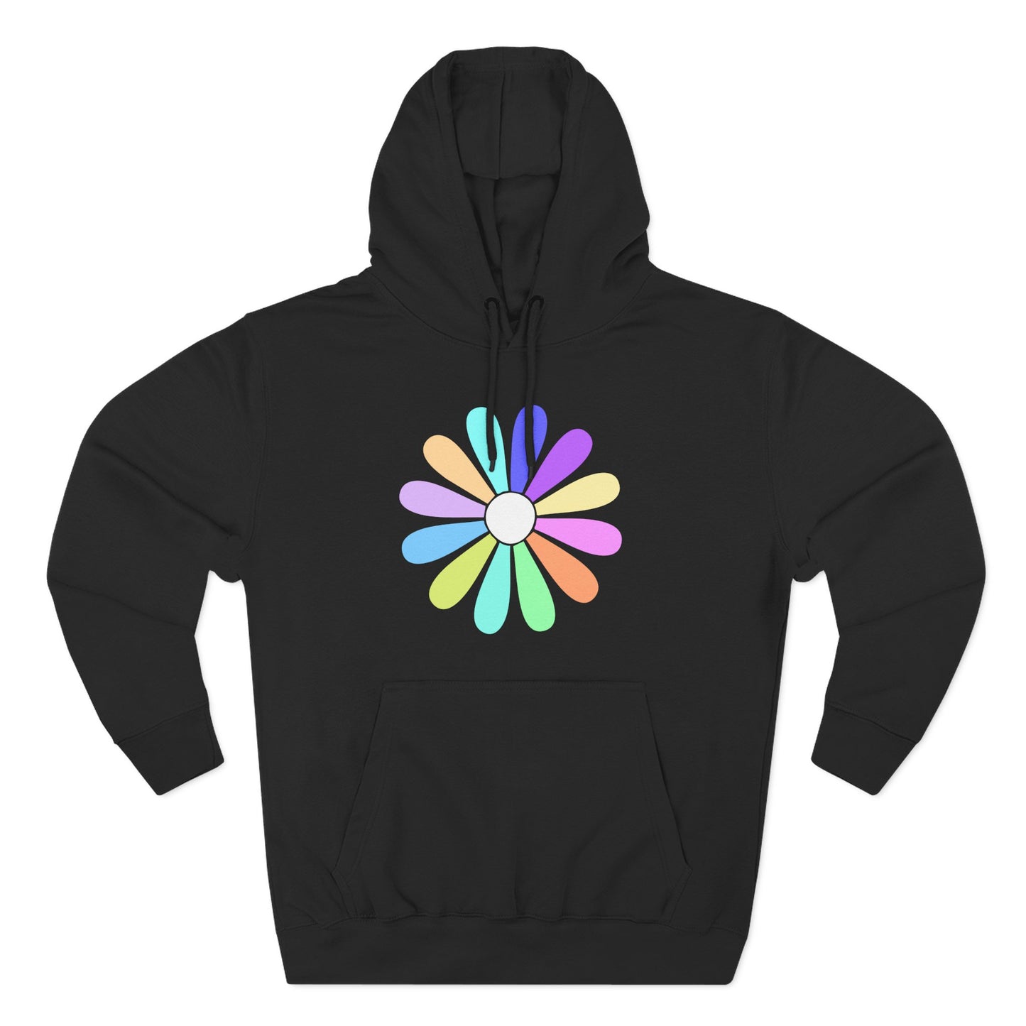 Rainbow Bloom Positivity Three-Panel Fleece Hoodie - snazzymerch