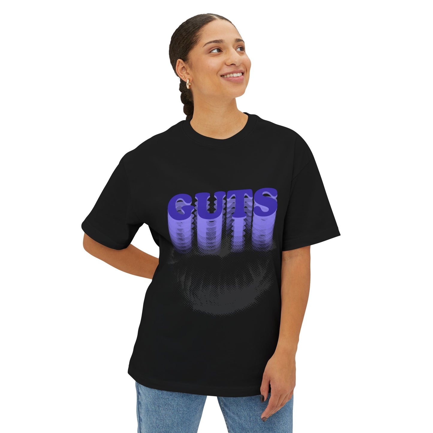 Guts Drip Effect Halftone-Oversized Tee Printify