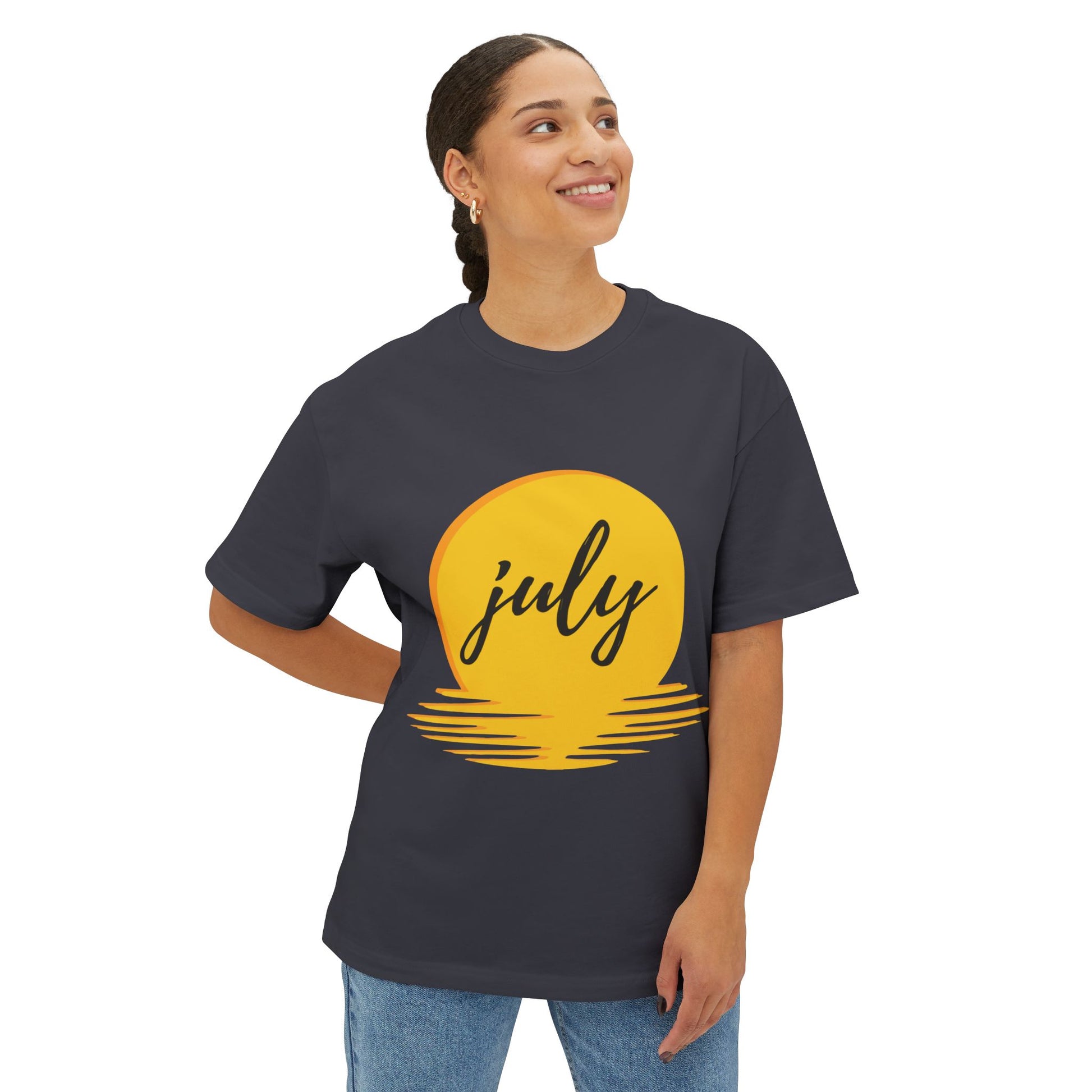July Sun Graphic Unisex Oversized Boxy Tee - snazzymerch