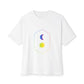Gradient Moon and Star Emblem Unisex Oversized Boxy Tee Printify