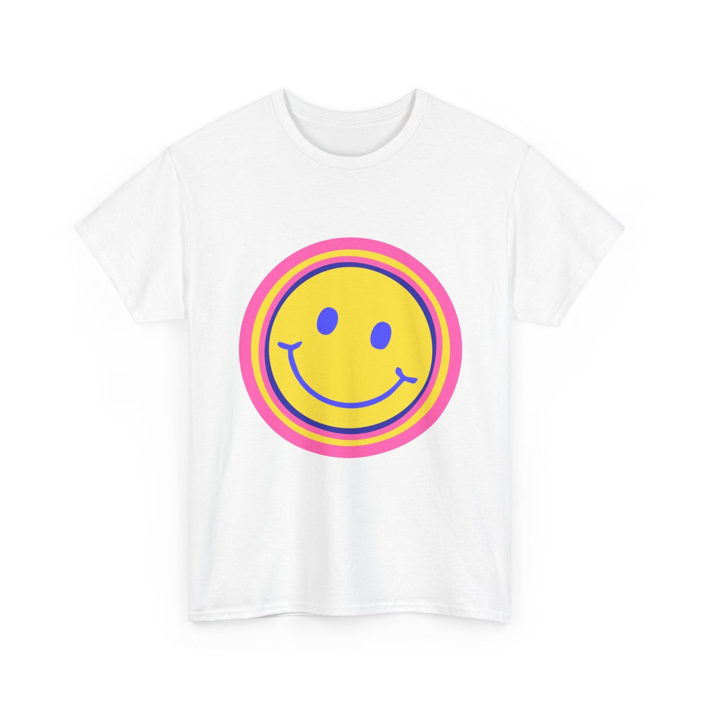 Retro Rainbow Smiley Unisex Heavy Cotton Tee - snazzymerch