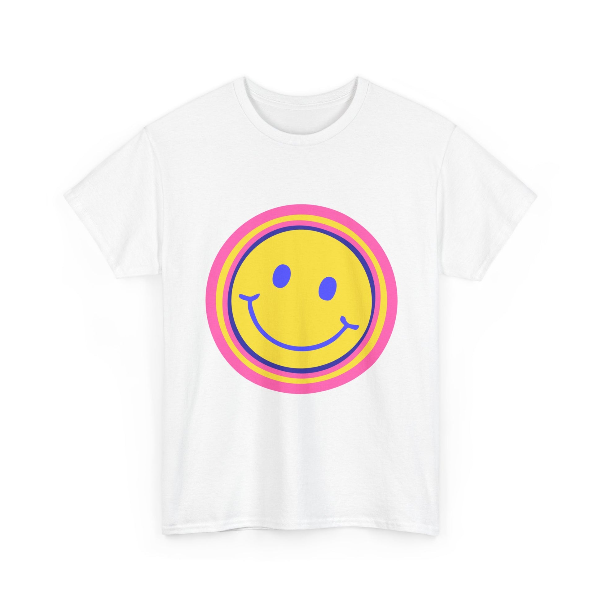Retro Rainbow Smiley Unisex Heavy Cotton Tee - snazzymerch