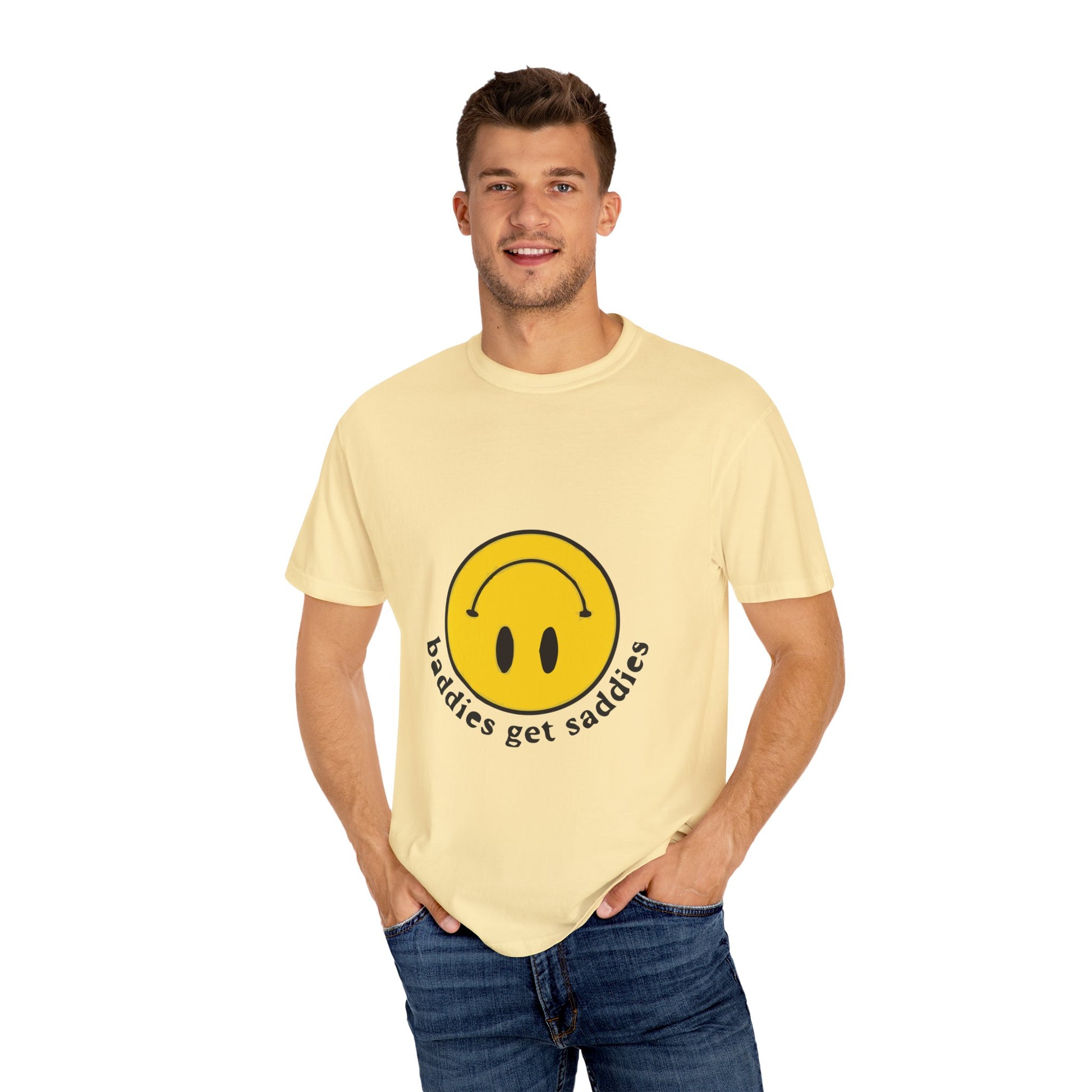 Yellow Smiley Unisex Garment-Dyed T-shirt - snazzymerch