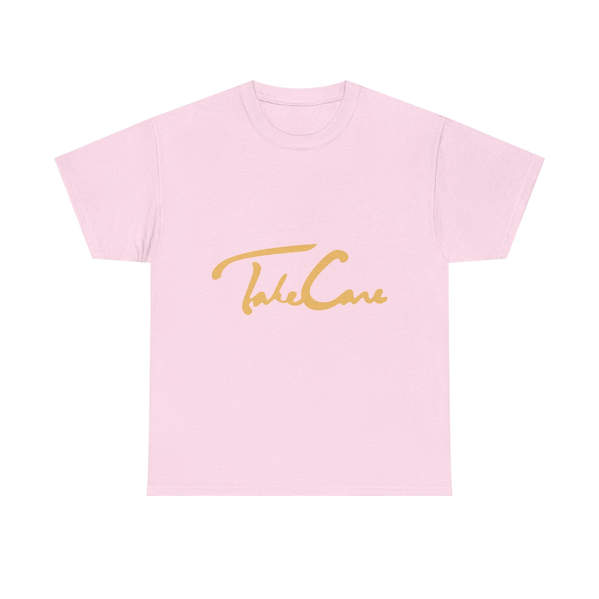 Take Care Gold Script Heavy Cotton Tee Printify