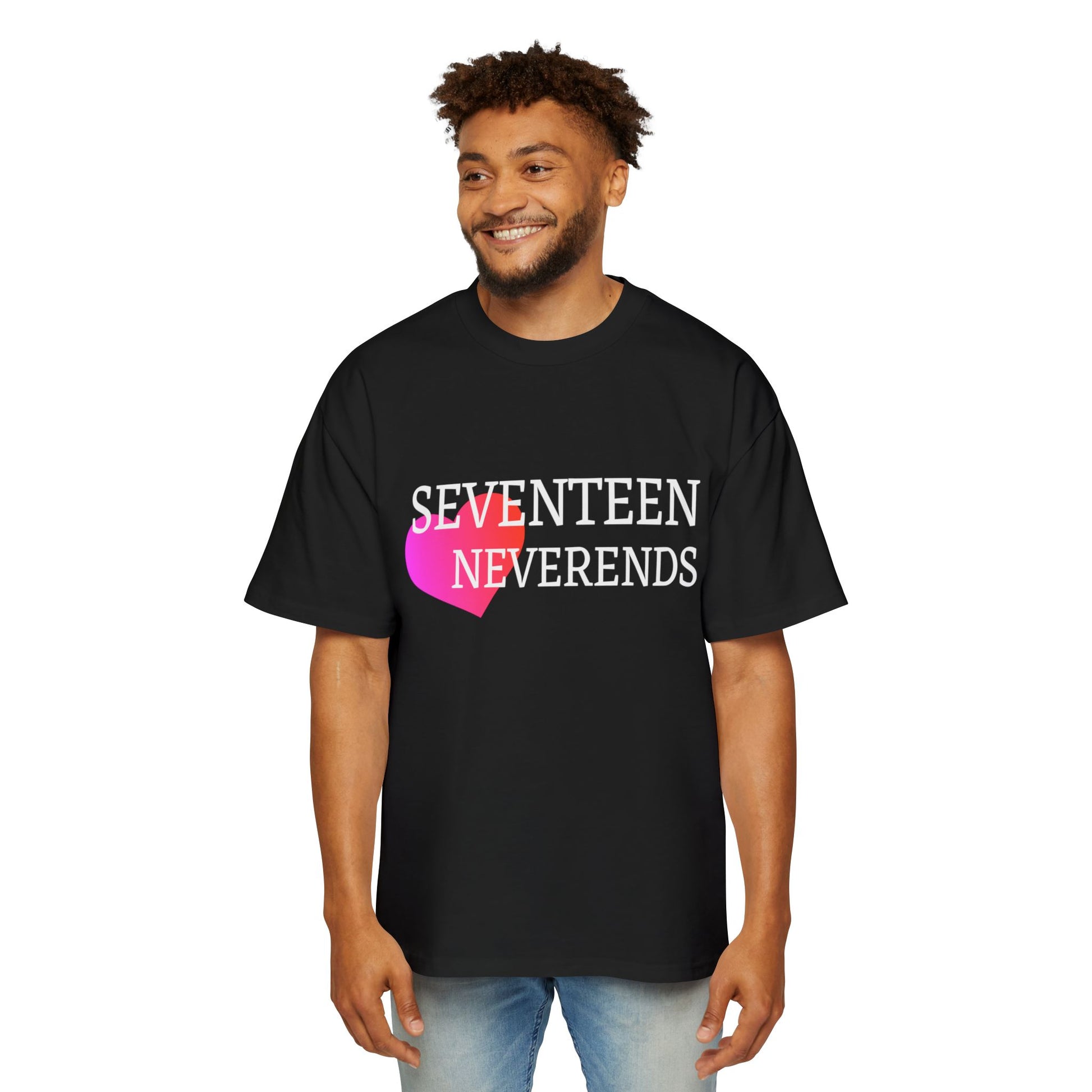 Never Ends Heart Men's Heavy Oversized Tee - snazzymerch