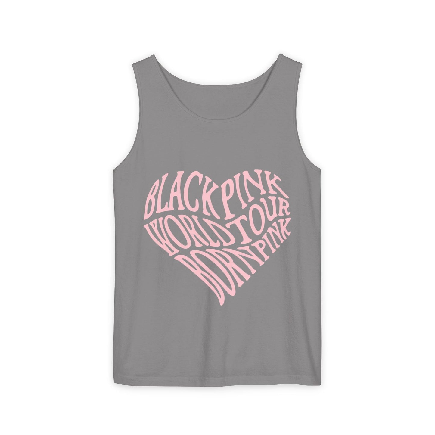 Born Pink Heart Typography – Dyed Tank Top Printify