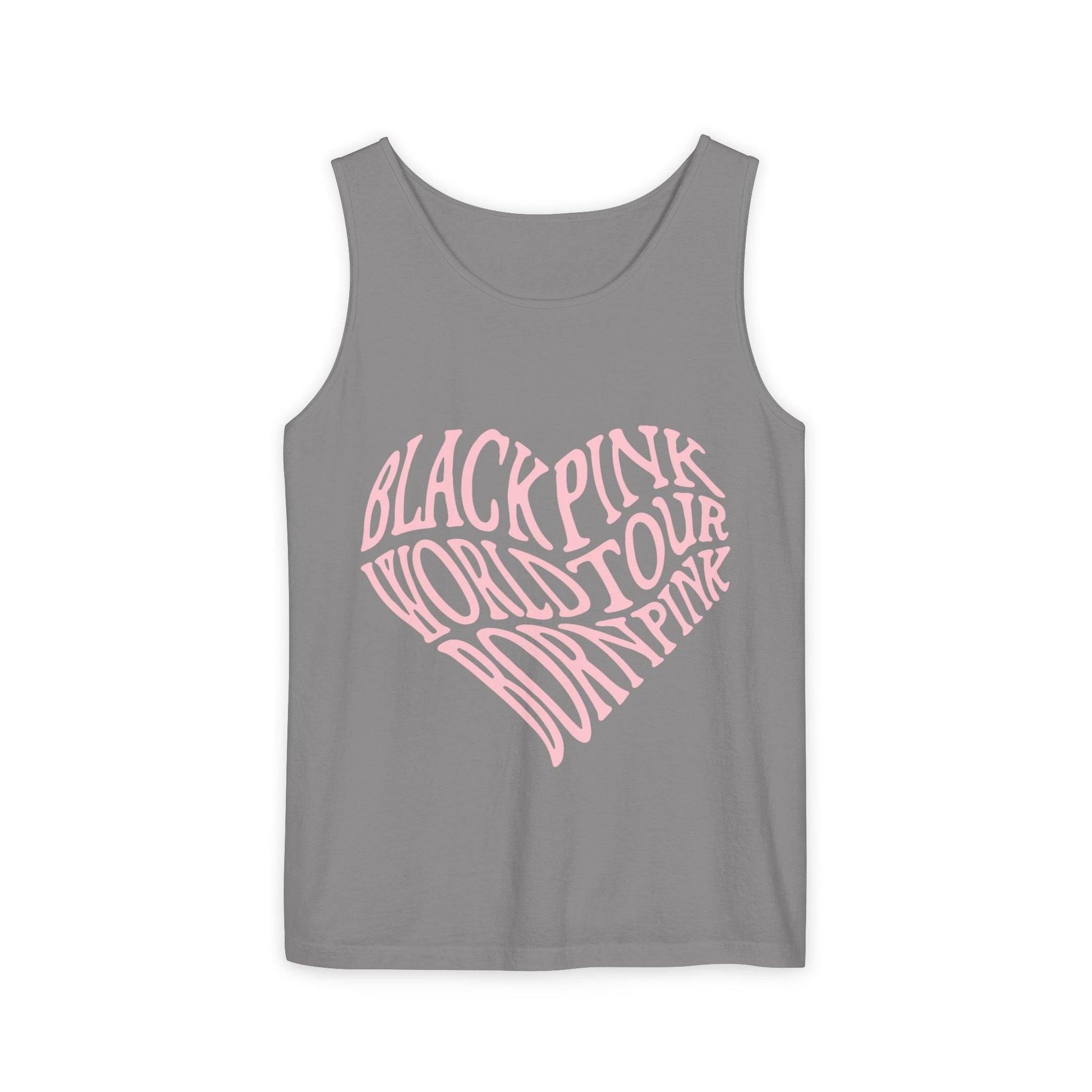 Born Pink Heart Typography – Dyed Tank Top Printify