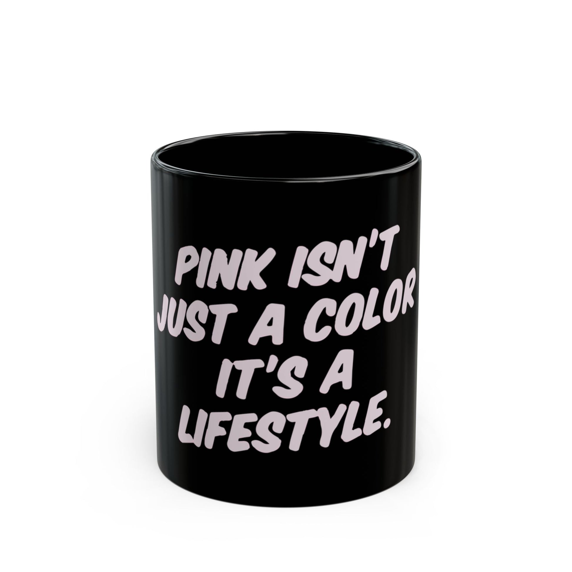 Lifestyle in Pink Black Mug (11oz, 15oz) - snazzymerch