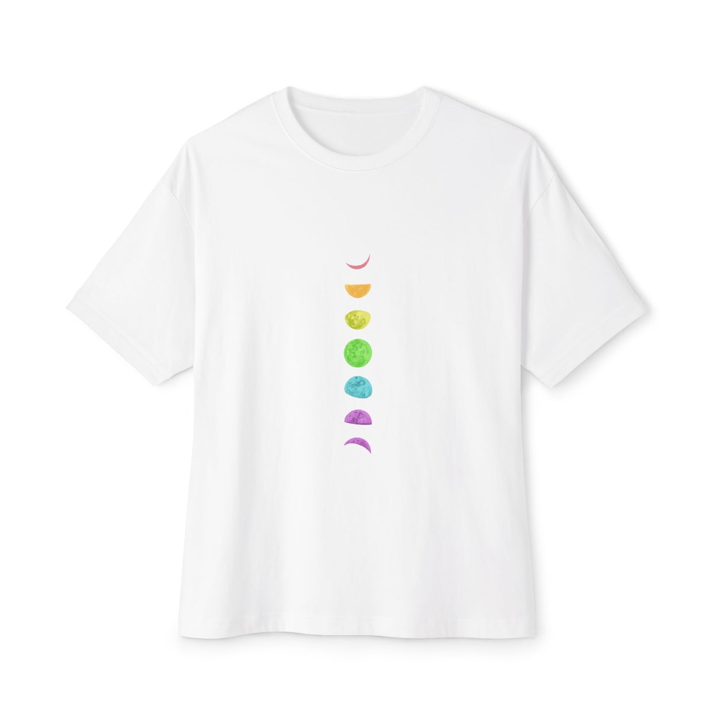 Rainbow Lunar Phases Unisex Oversized Boxy Tee Printify
