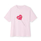 Pink Heart Lollipop Unisex Oversized Boxy Tee - snazzymerch