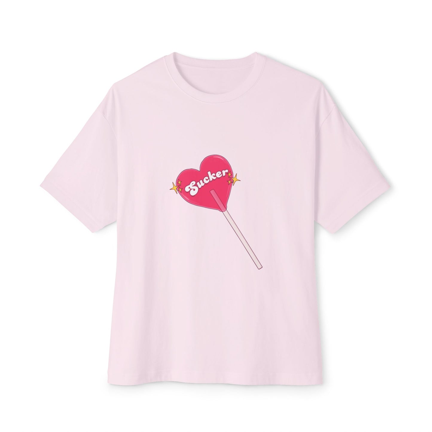 Pink Heart Lollipop Unisex Oversized Boxy Tee - snazzymerch