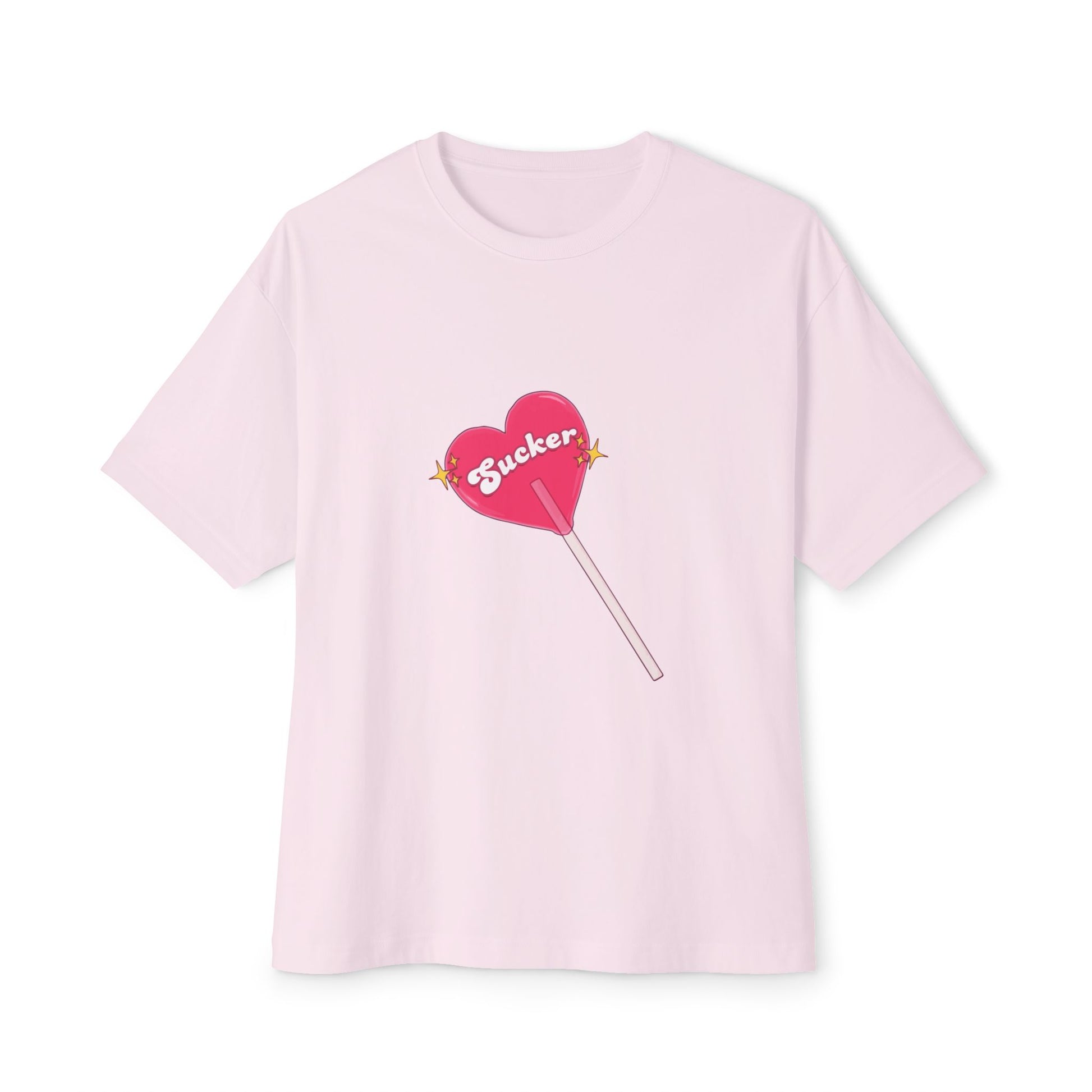 Pink Heart Lollipop Unisex Oversized Boxy Tee - snazzymerch
