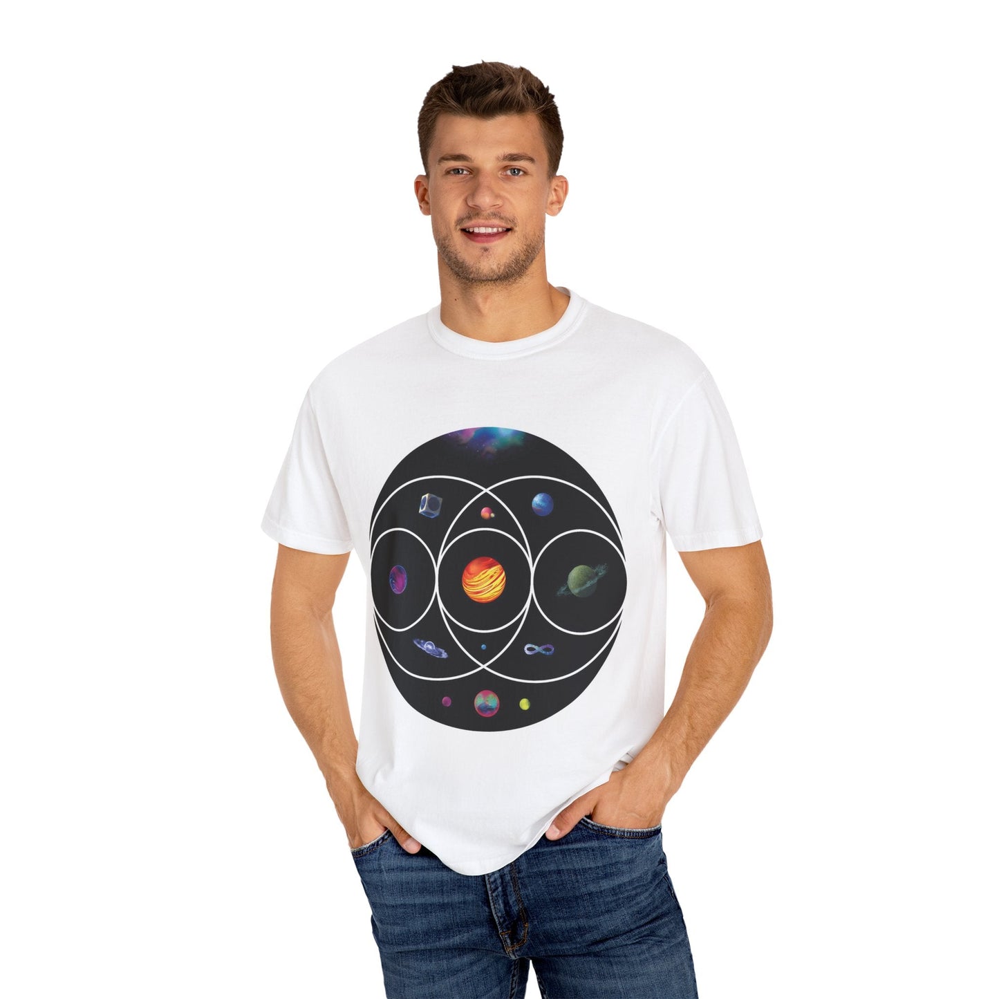 Unisex Garment-Dyed T-Shirt Inspired by Coldplay’s Illustration Concept Printify