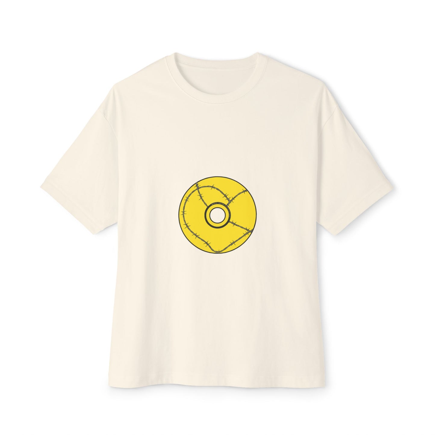 Minimalist Black Disc Outline Unisex Oversized Boxy Tee Printify