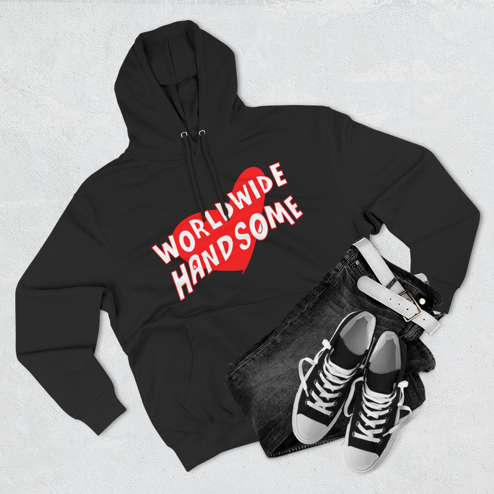 Worldwide Handsome Heart Three-Panel Fleece Hoodie - snazzymerch