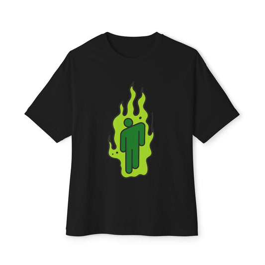 Billie Eilish Inspired Green Flame Oversized T-Shirt – Neon Streetwear Edition Printify
