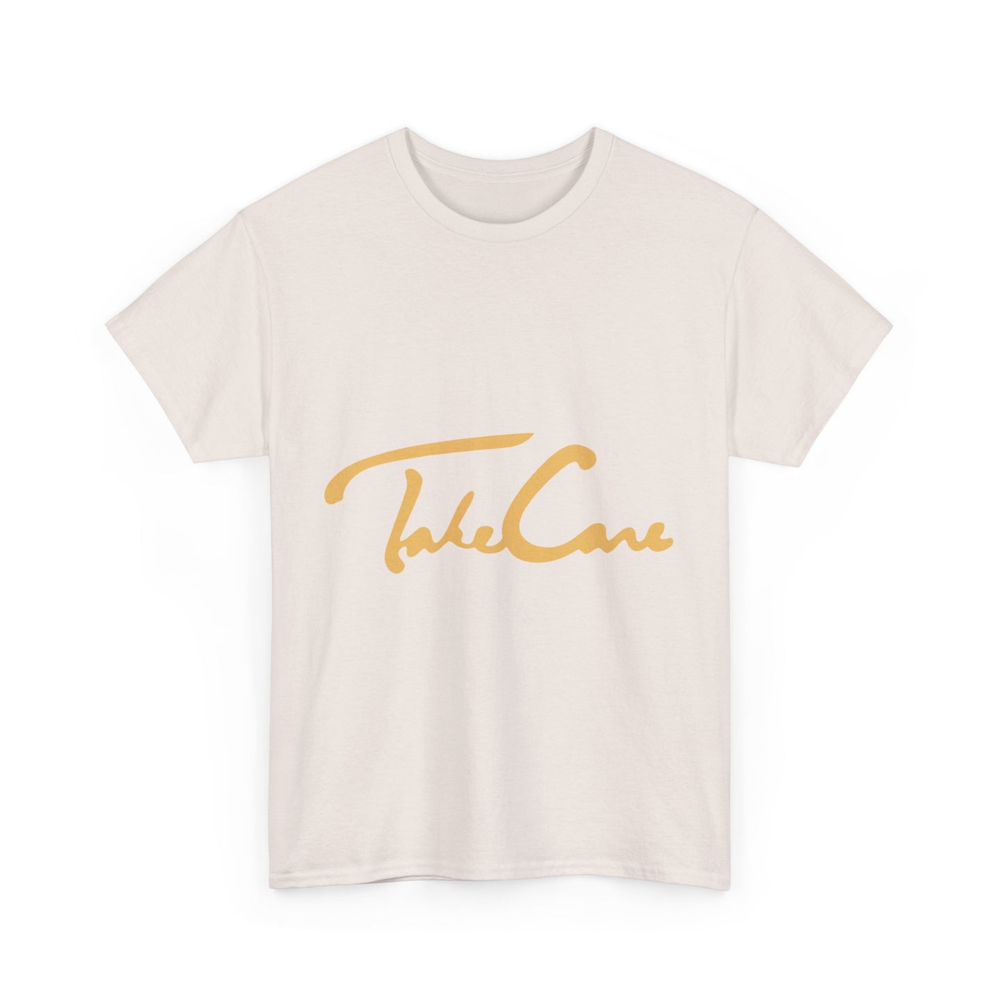 Take Care Gold Script Heavy Cotton Tee Printify