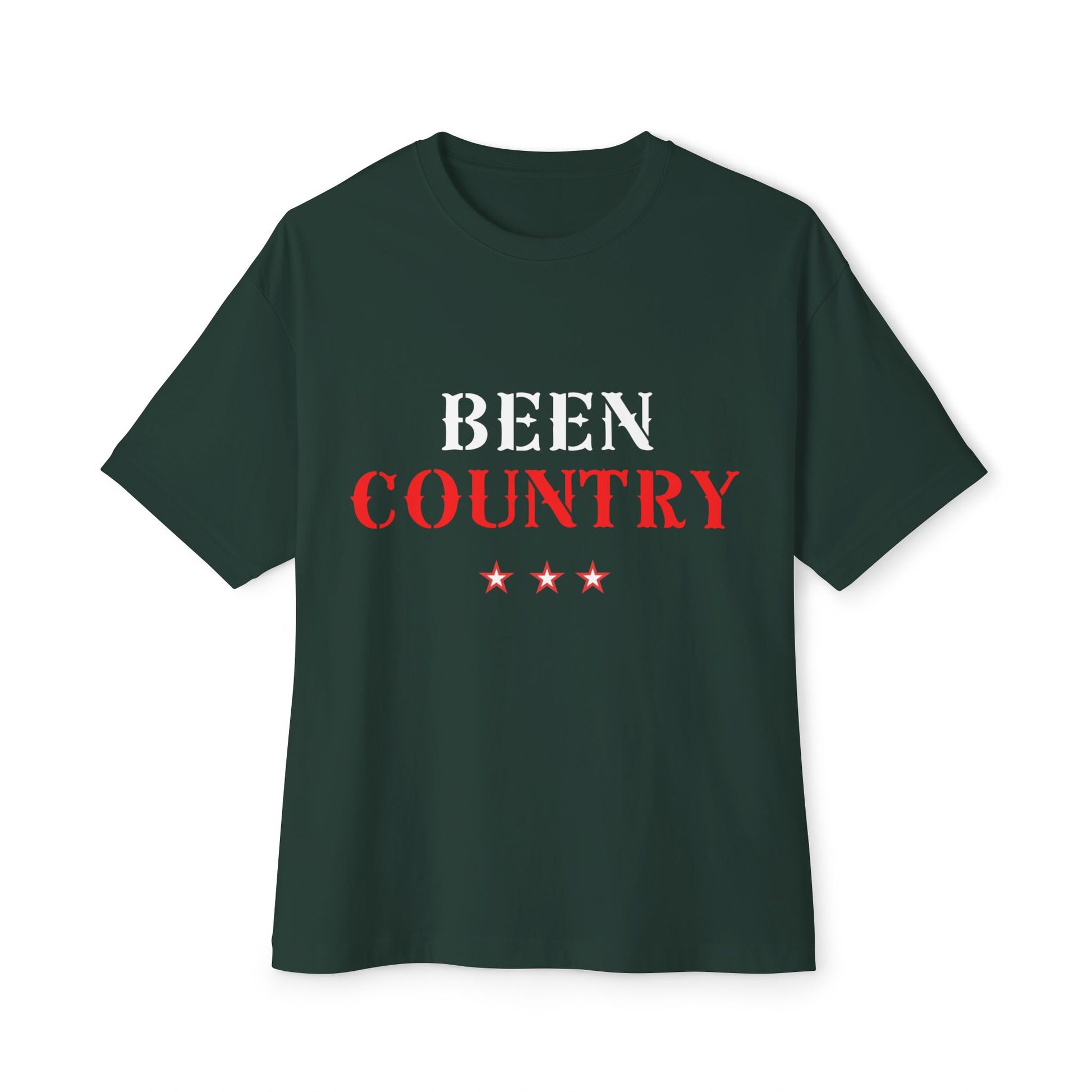 Red Country Western Star Unisex Oversized Boxy Tee - snazzymerch