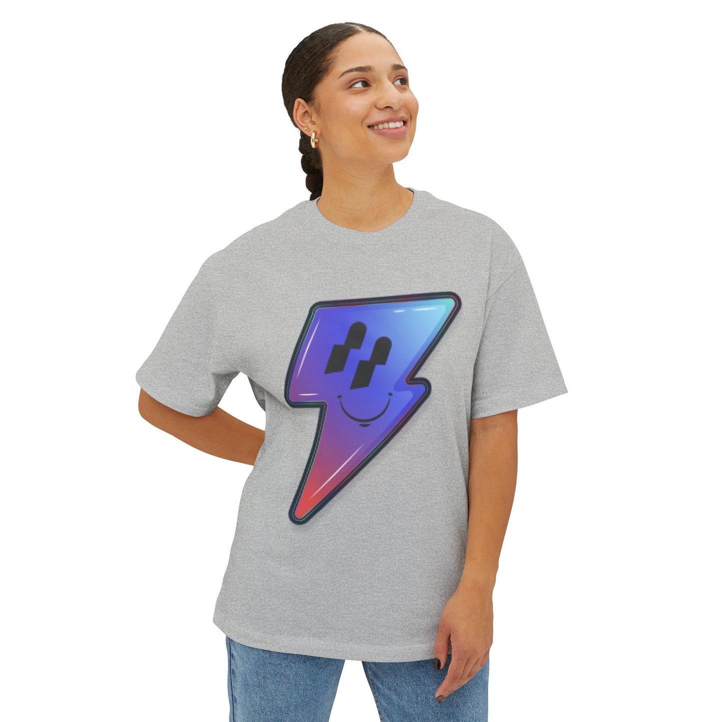 Smiley Charge Pop Unisex Oversized Boxy tee Printify