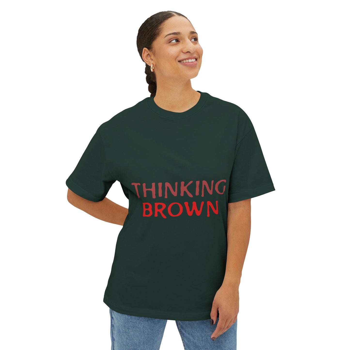 Thinking Bold Text Unisex oversized Boxy Tee - snazzymerch