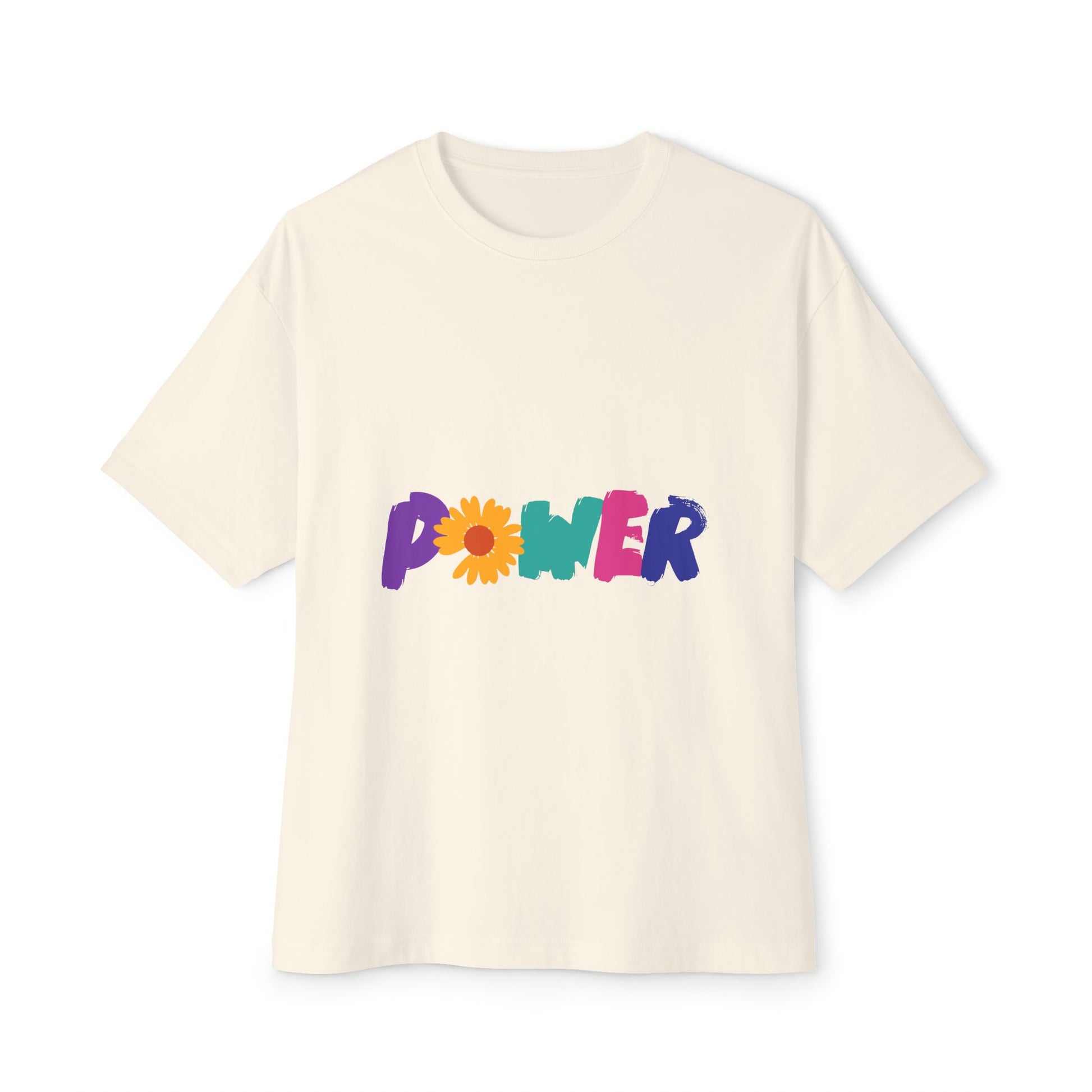 Retro Flower Power Color Pop Unisex Oversized Boxy Tee - snazzymerch