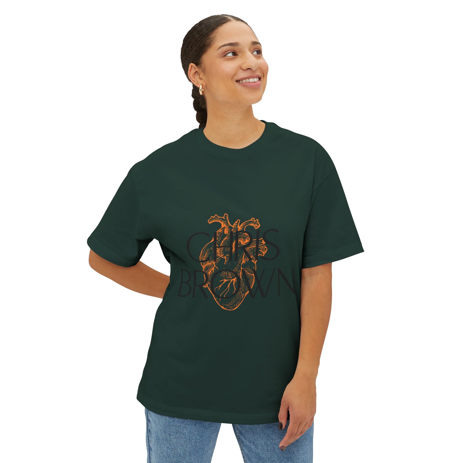 Vintage Anatomical Heart Line Unisex oversized Boxy Tee - snazzymerch